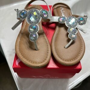 Nina Silver Sandals with Crystal Accents